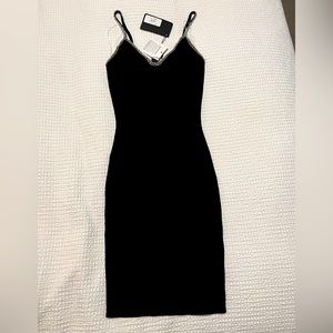 Black Strappy Dress with Rhinestones